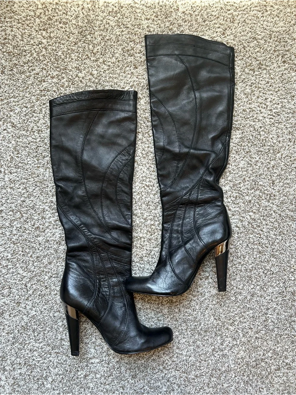 Aldo Leather Knee High Boots with unique patchwork
